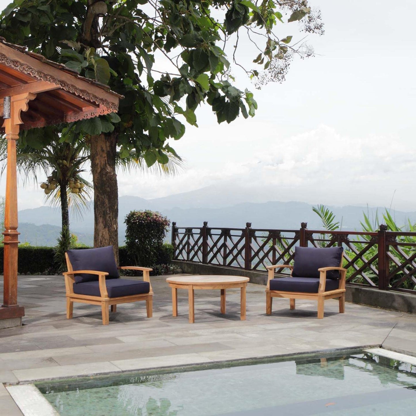 Patio Furniture Sets | Marina Teak Wood Outdoor Patio Furniture Sofa Sectional Set | Luxury | Durable | All-Weather Cushions | Modern Design | Easy Assembly | Includes Coffee Table & Armchairs | casafoyer.myshopify.com