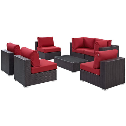 kitchen and dining room sets | CasaFoyer Convene Outdoor Sectional Set | Durable Rattan Weave | Weather-Resistant Cushions | Versatile Furniture for Patio, Backyard, Poolside | Includes 4 Armless Chairs, 1 Coffee Table, 2 Corner Chairs | casafoyer.myshopify.com