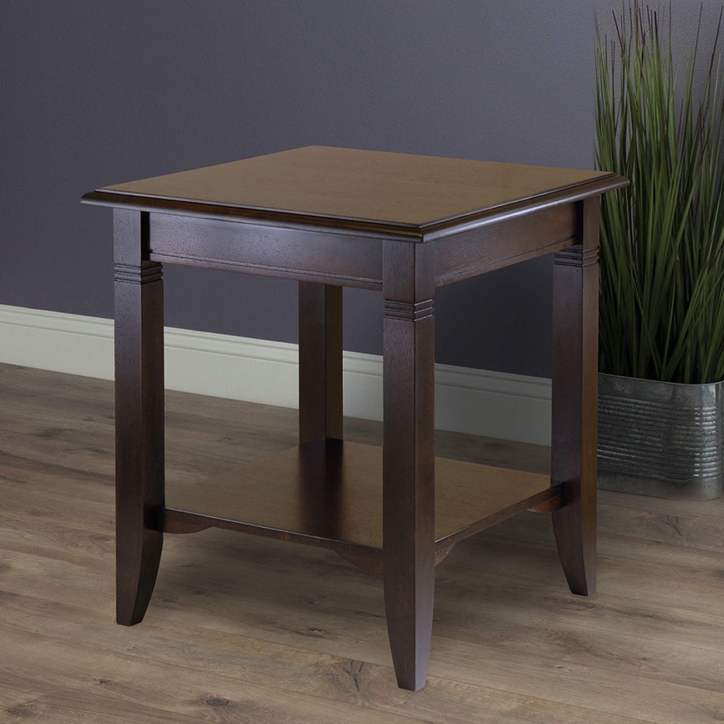 TABLE | Ergode  Wood Nolan End Table | Stylish & Durable | Cappuccino Finish | Convenient Storage | Tapered Legs | Beveled Edges | Solid Wood & Composite Materials | Easy Assembly | 20 W x 20 D x 21.97 H | casafoyer.myshopify.com