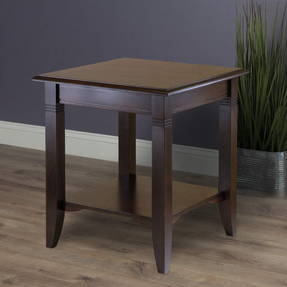 TABLE | Ergode  Wood Nolan End Table | Stylish & Durable | Cappuccino Finish | Convenient Storage | Tapered Legs | Beveled Edges | Solid Wood & Composite Materials | Easy Assembly | 20 W x 20 D x 21.97 H | casafoyer.myshopify.com