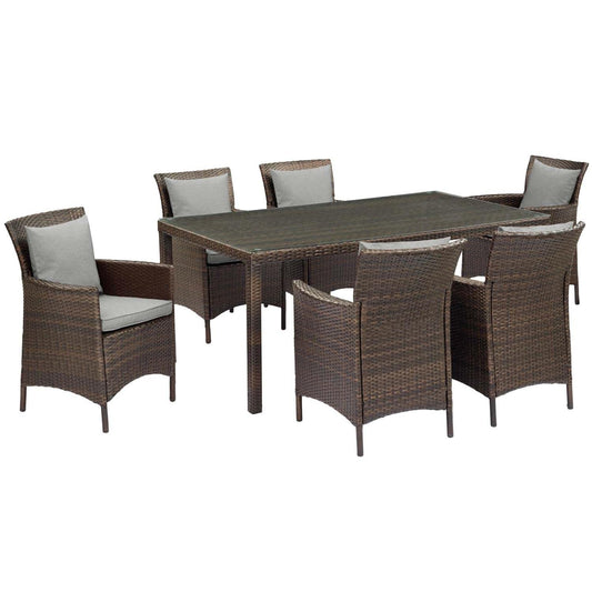 kitchen and dining room sets | CasaFoyer Conduit 7 Piece Outdoor Patio Dining Set | Transitional Style | Modern Flair | Durable Aluminum Frame | UV-Resistant Wicker Rattan | Comfortable Cushions | Tempered Glass Tabletop | casafoyer.myshopify.com