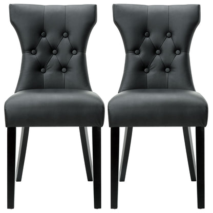 home office desk chairs | CasaFoyer Silhouette Modern Dining Chairs - Set of 2 | Elegant Curves | Sophisticated Design | Hardwood Legs | Black | casafoyer.myshopify.com