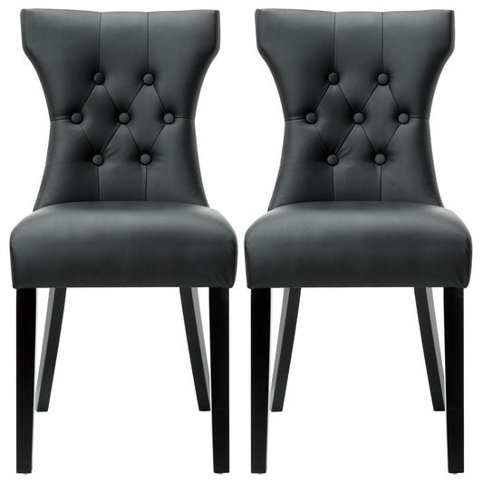 home office desk chairs | CasaFoyer Silhouette Modern Dining Chairs - Set of 2 | Elegant Curves | Sophisticated Design | Hardwood Legs | Black | casafoyer.myshopify.com