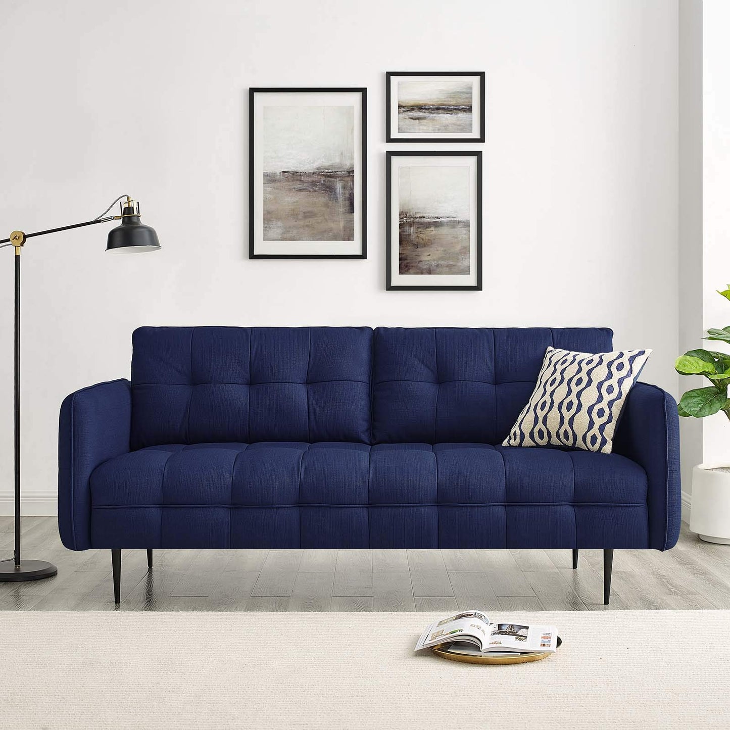 sofas | CasaFoyer Cameron Tufted Fabric Sofa | Contemporary Charm | Mid-Century Modern Influence | Plush Seating | Easy Assembly | Royal Blue | casafoyer.myshopify.com