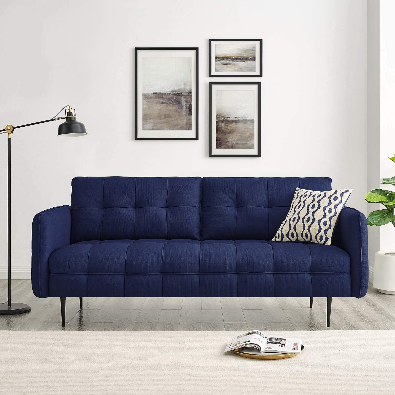 sofas | CasaFoyer Cameron Tufted Fabric Sofa | Contemporary Charm | Mid-Century Modern Influence | Plush Seating | Easy Assembly | Royal Blue | casafoyer.myshopify.com