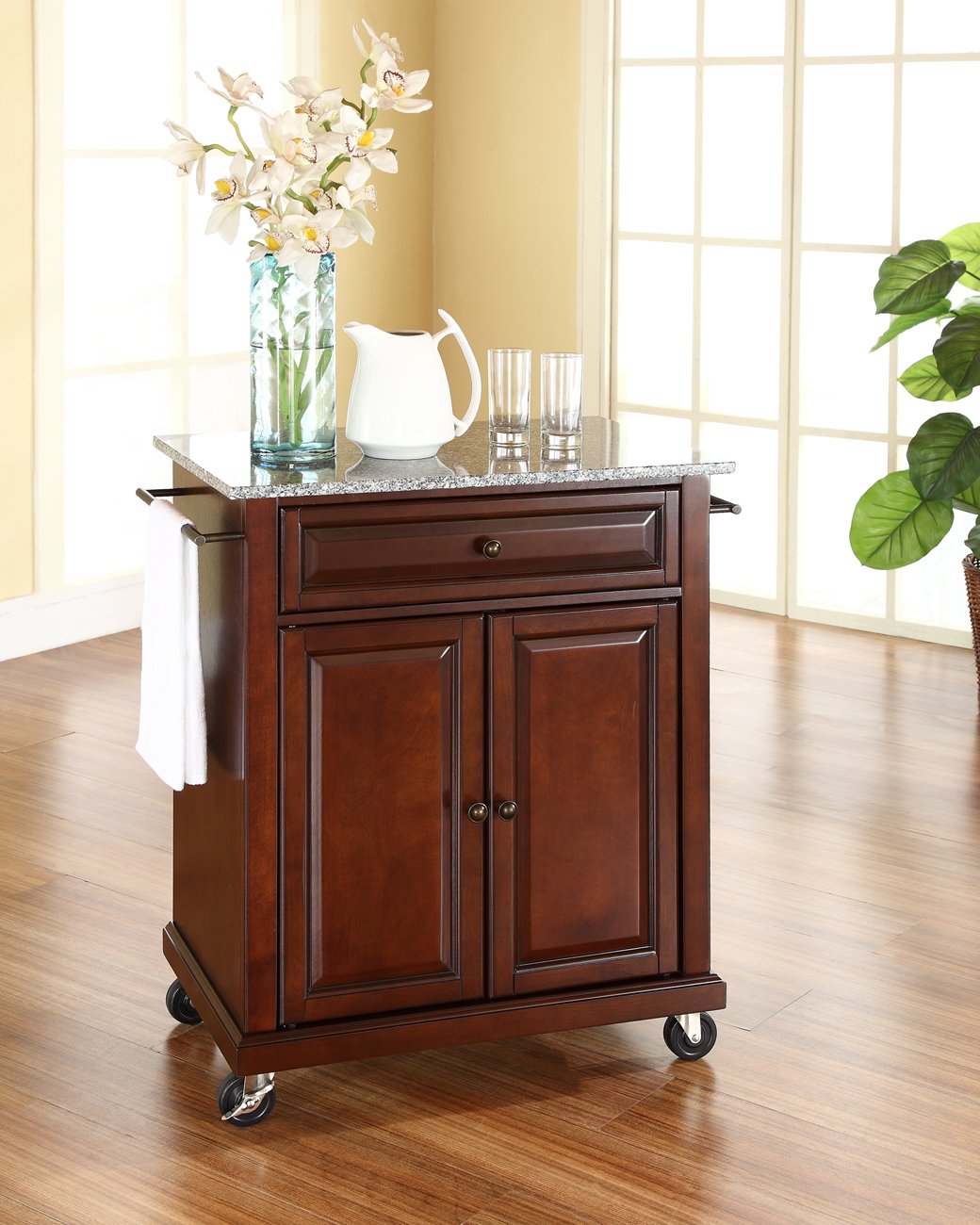 Kitchen Storage | Sturdy Solid Hardwood Kitchen Island | Elegant Raised Panel Doors | Ample Storage Space | Vintage Mahogany Finish | casafoyer.myshopify.com