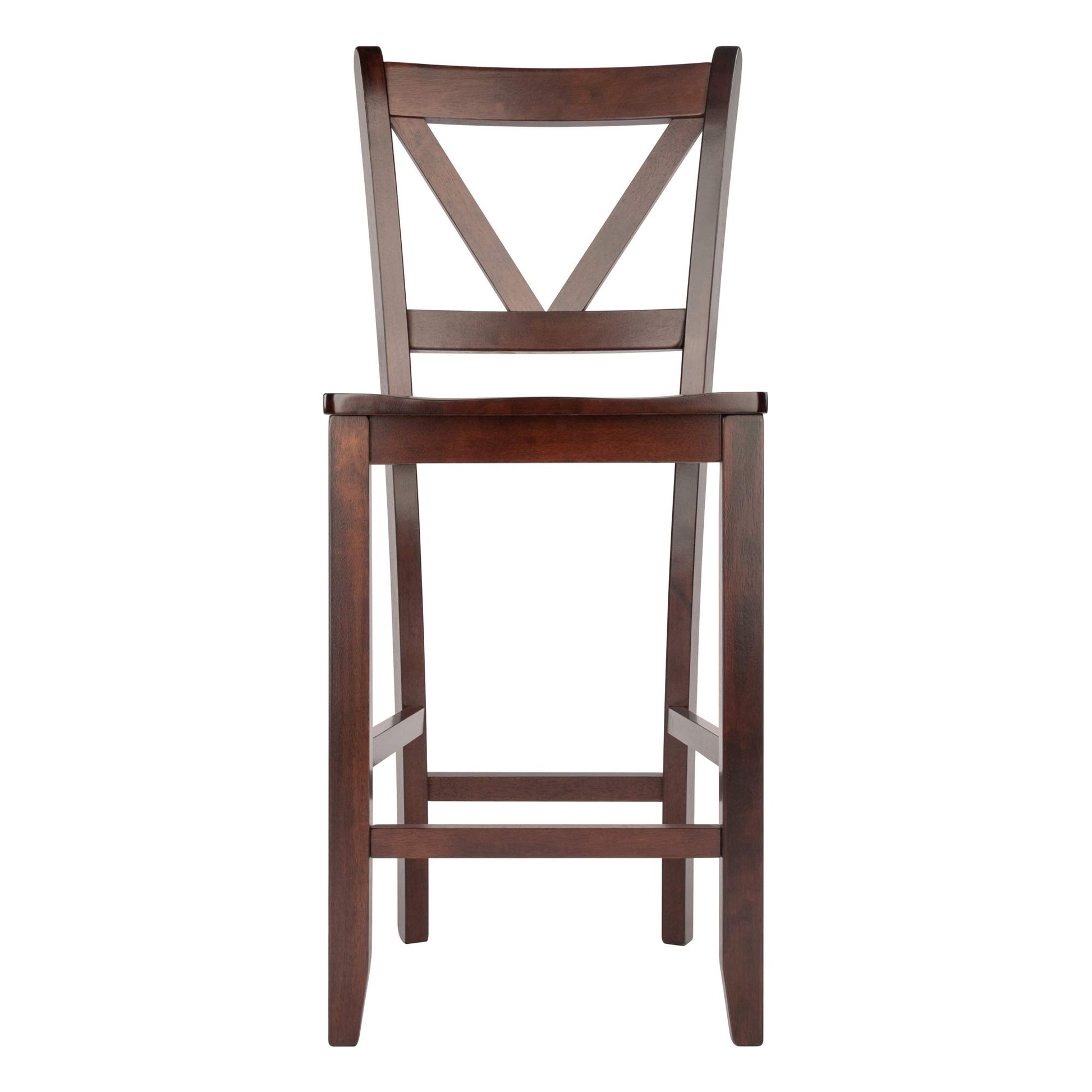 STOOL_SEATING | CasaFoyer  Wood Victor V-Back Counter Stools - Set of 2 | Antique Walnut Finish | Solid Beech Wood | 16.54 W x 15.55 D | 23.98 H | casafoyer.myshopify.com