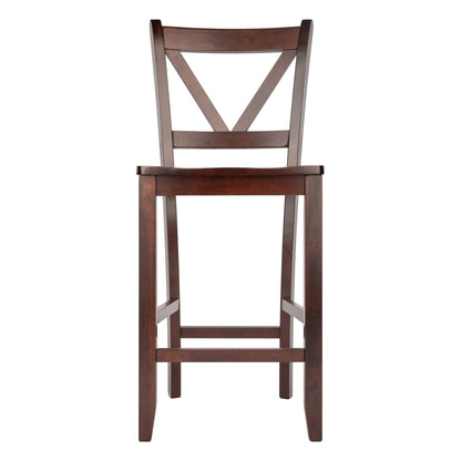 STOOL_SEATING | CasaFoyer  Wood Victor V-Back Counter Stools - Set of 2 | Antique Walnut Finish | Solid Beech Wood | 16.54 W x 15.55 D | 23.98 H | casafoyer.myshopify.com