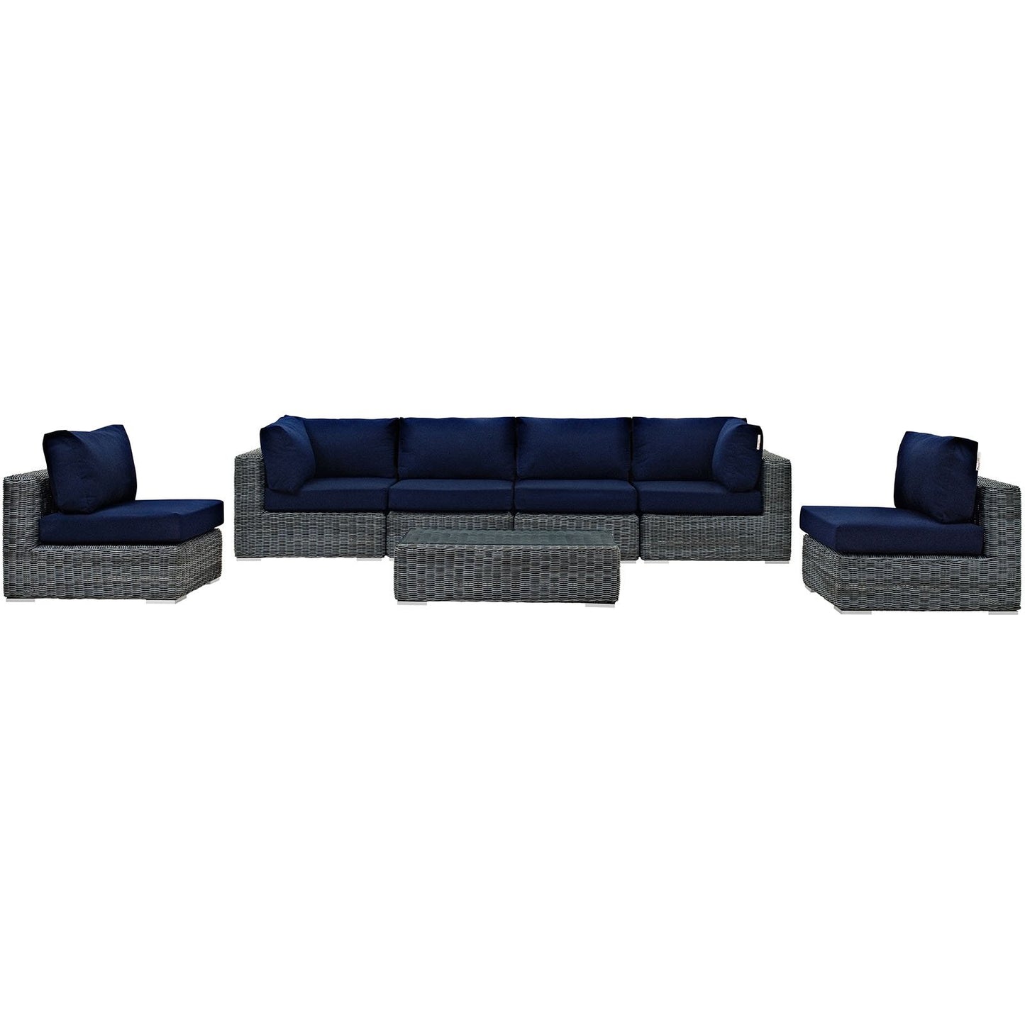 kitchen and dining room sets | CasaFoyer Ultimate Comfort | Summon Outdoor Patio Sectional Sofa Set - 7 Piece | Two-Tone Rattan | Sunbrella Cushions | UV Protection | Aluminum Frame | casafoyer.myshopify.com