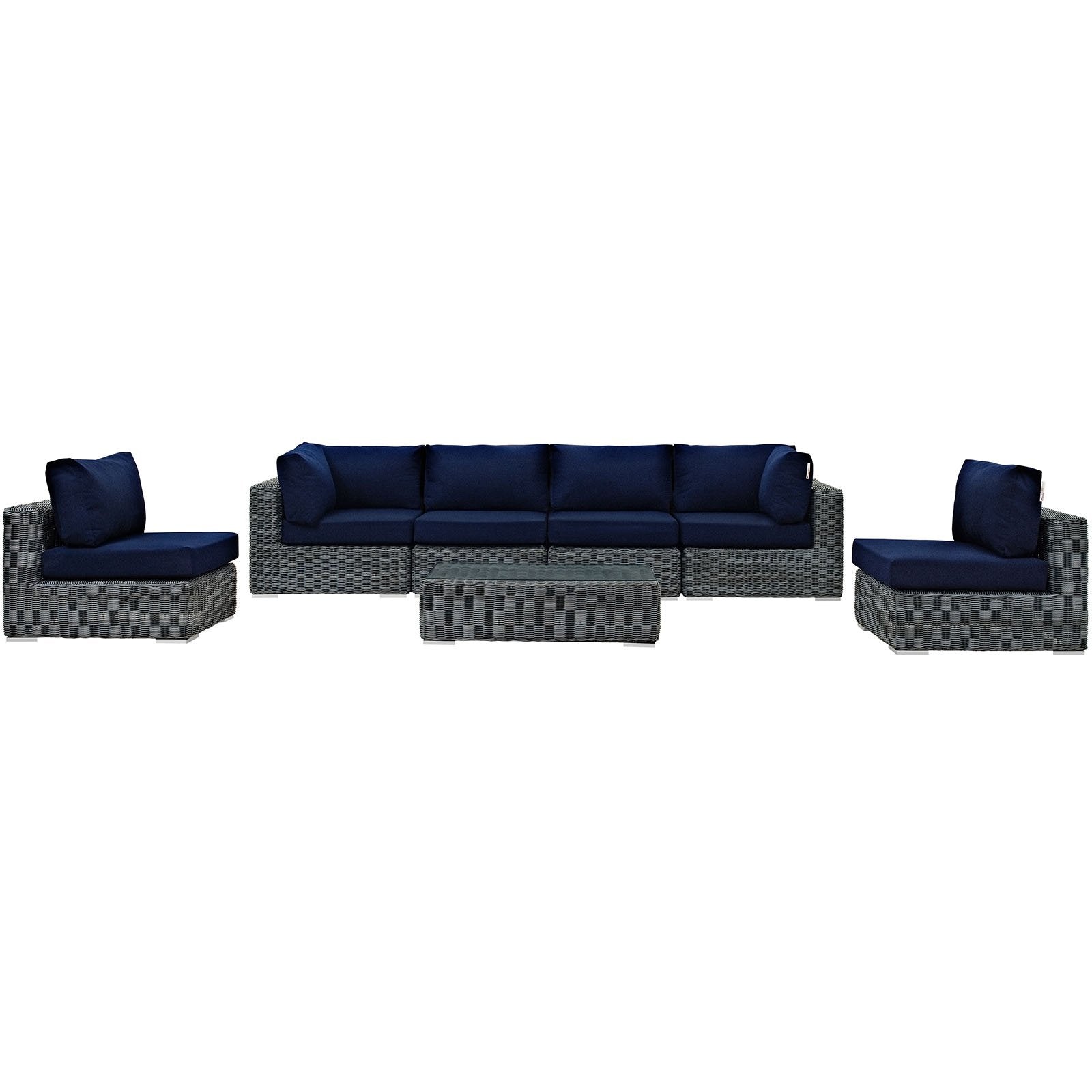 kitchen and dining room sets | CasaFoyer Ultimate Comfort | Summon Outdoor Patio Sectional Sofa Set - 7 Piece | Two-Tone Rattan | Sunbrella Cushions | UV Protection | Aluminum Frame | casafoyer.myshopify.com
