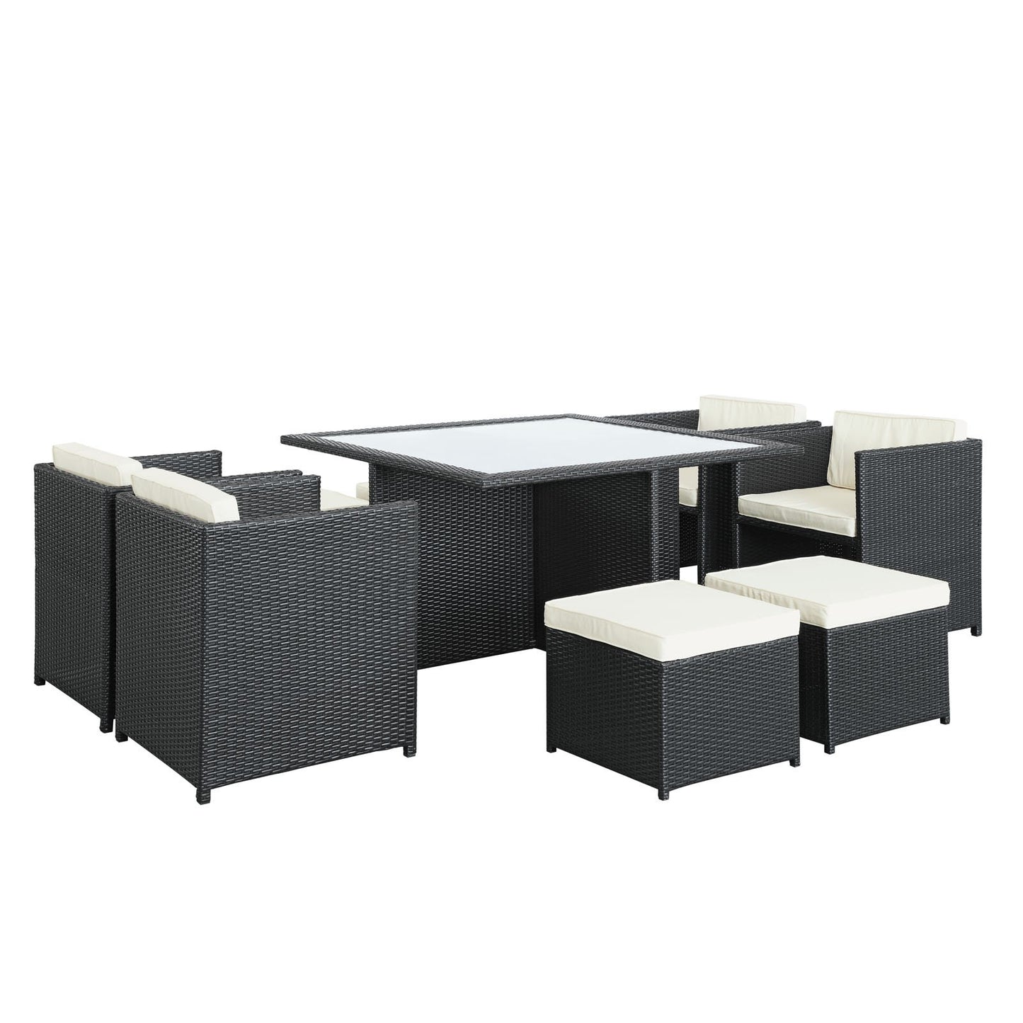 kitchen and dining room sets | CasaFoyer Inverse Outdoor Patio 9-Piece Dining Set | Espresso Wicker Rattan Table | Cushioned Seating | All-Weather Durability | casafoyer.myshopify.com