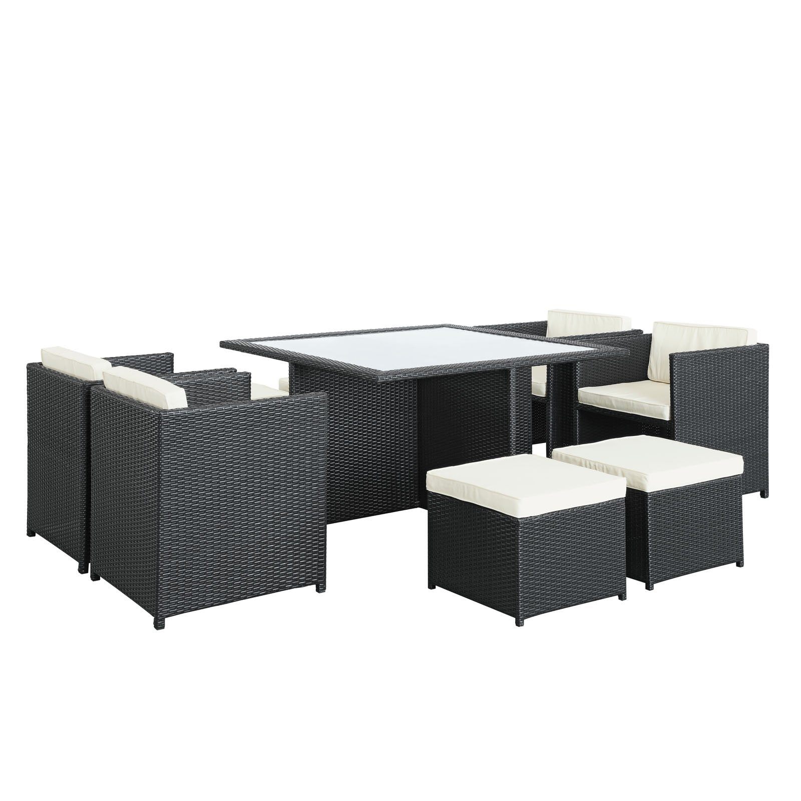 kitchen and dining room sets | CasaFoyer Inverse Outdoor Patio 9-Piece Dining Set | Espresso Wicker Rattan Table | Cushioned Seating | All-Weather Durability | casafoyer.myshopify.com