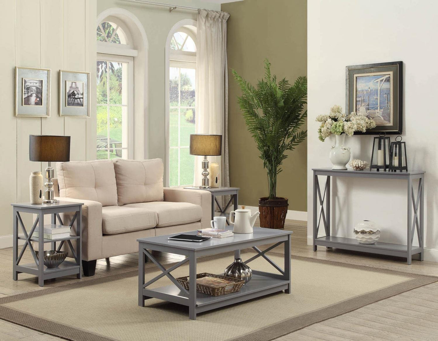 TABLE | Ergode Oxford End Table with Shelves | Stylish & Versatile Home Decor | Sleek Design with X Frame Panel Sides | Ample Storage Space | Durable MDF Construction | Fresh & Contemporary Appeal | casafoyer.myshopify.com