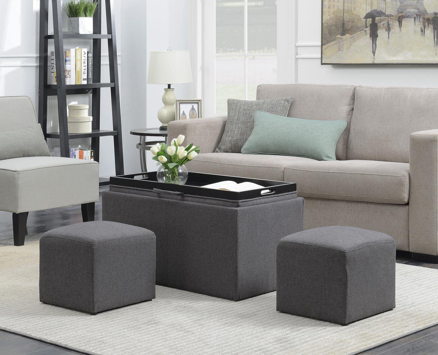 Sofa & chair Sets | Designs4Comfort Sheridan Storage Bench | Reversible Tray | 2 Side Ottomans | Ample Storage | Comfortable Seating | Hardwood Serving Trays | Functional & Stylish | casafoyer.myshopify.com