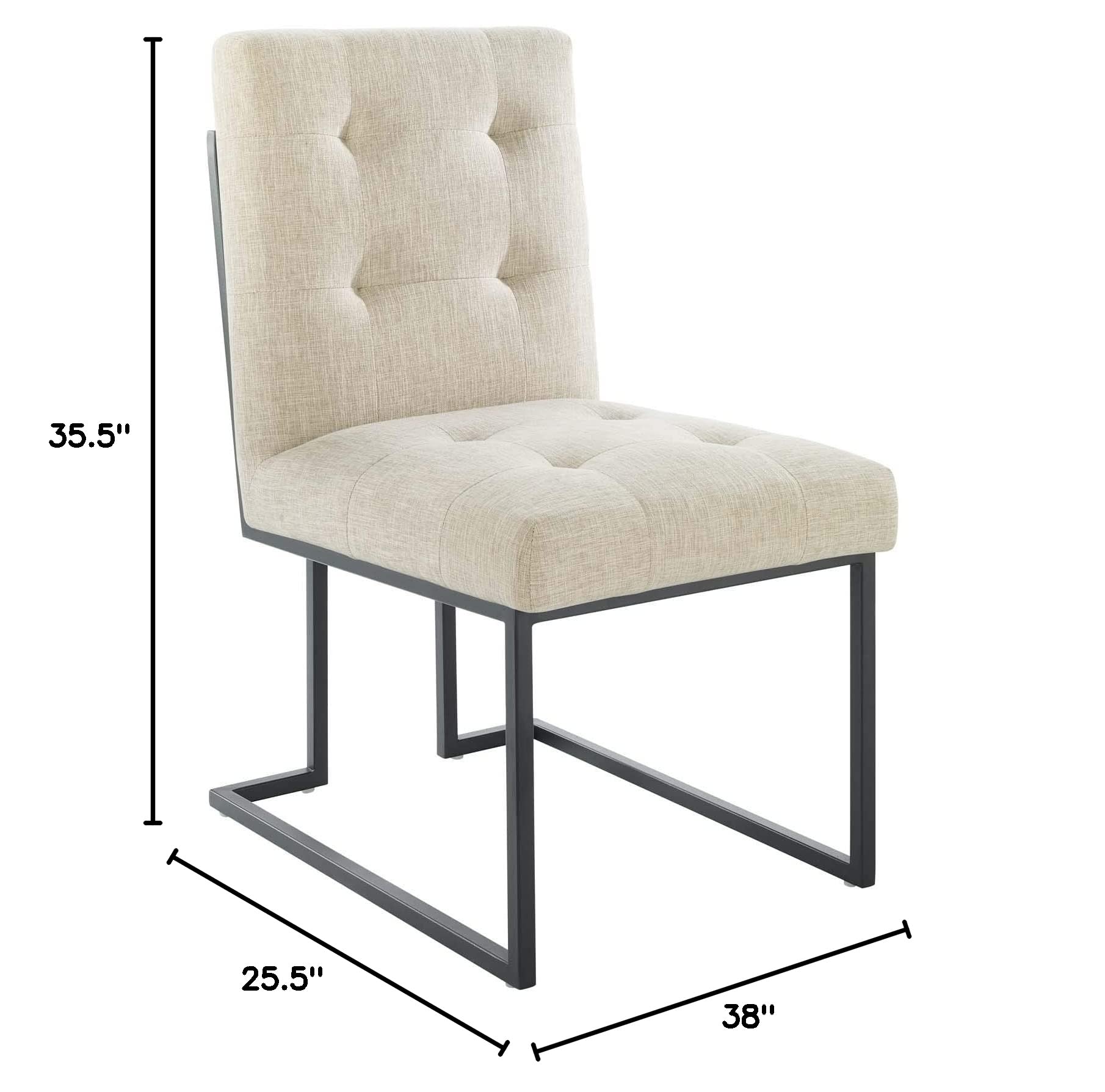 home office desk chairs | CasaFoyer Privy Dining Chair Set of 2 | Sleek Design | Polyester Upholstery | Matte Black Stainless Steel Base | Black Beige | casafoyer.myshopify.com