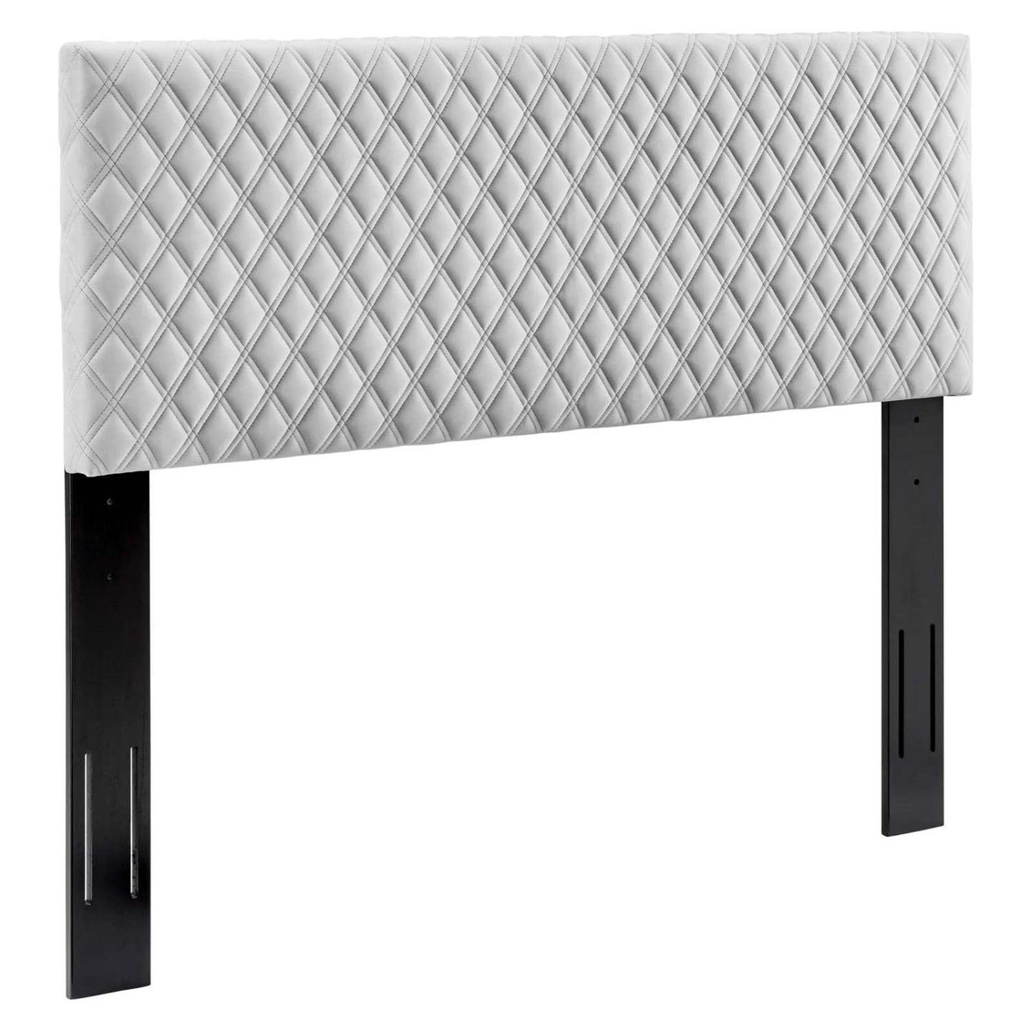 headboards | CasaFoyer Angela Tufted Diamond Lattice Performance Velvet Upholstered Twin Headboard | Luxurious & Durable | Adjustable Height | Ultimate Comfort | Light Gray | casafoyer.myshopify.com