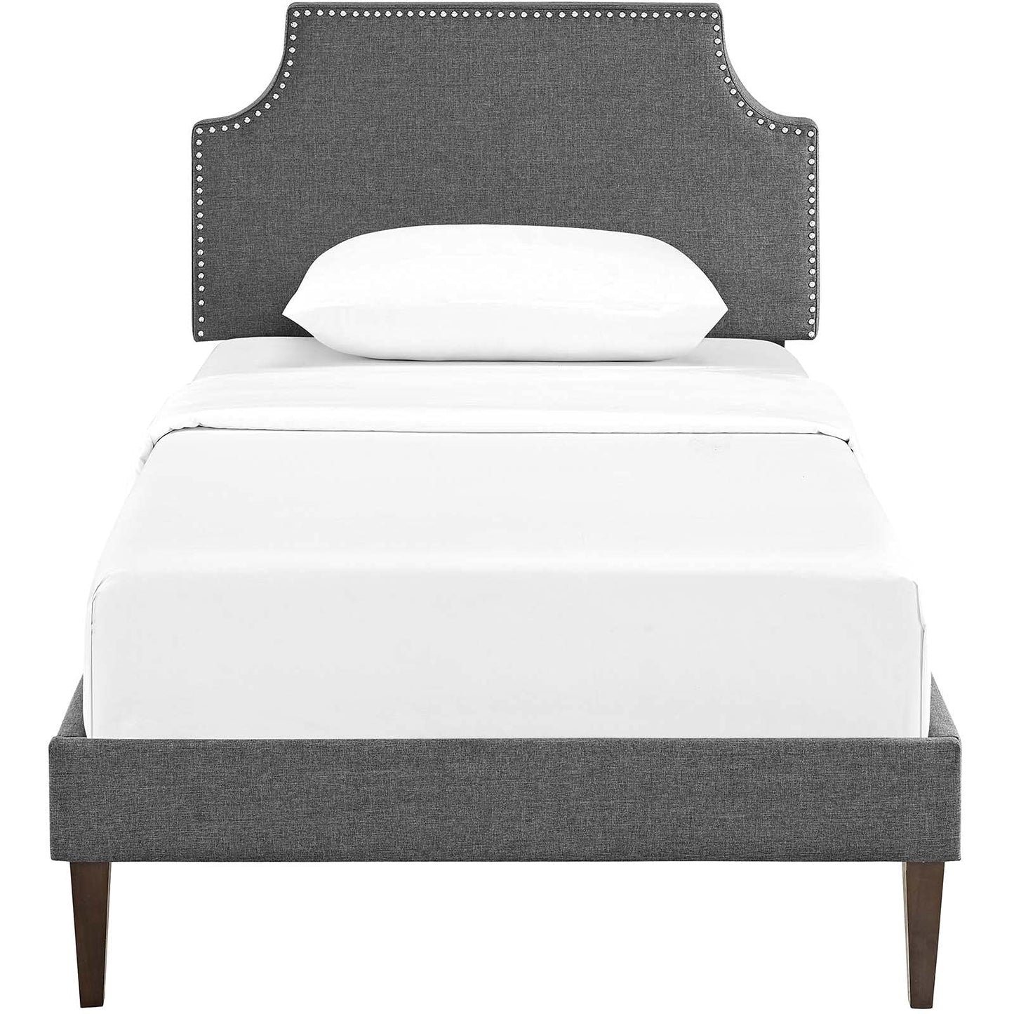 Bed | CasaFoyer Corene Platform Bed - Gray | Solid Wood Frame | Polyester Upholstery | Tapered Legs | Wooden Slat Support | Memory Foam Compatible | Modern Bedroom | casafoyer.myshopify.com