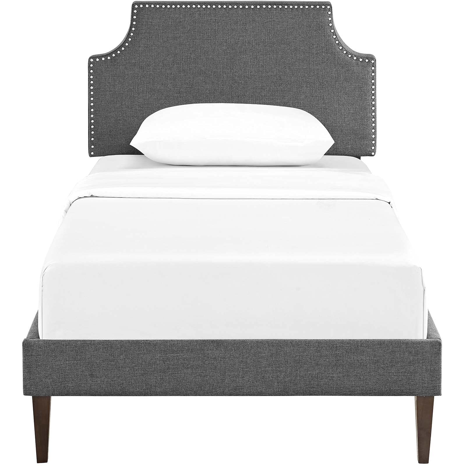 Bed | CasaFoyer Corene Platform Bed - Gray | Solid Wood Frame | Polyester Upholstery | Tapered Legs | Wooden Slat Support | Memory Foam Compatible | Modern Bedroom | casafoyer.myshopify.com