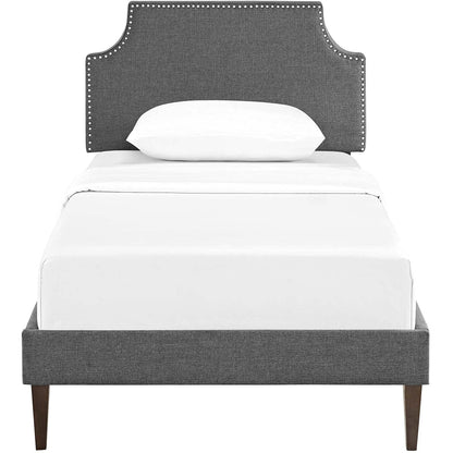 Bed | CasaFoyer Corene Platform Bed - Gray | Solid Wood Frame | Polyester Upholstery | Tapered Legs | Wooden Slat Support | Memory Foam Compatible | Modern Bedroom | casafoyer.myshopify.com