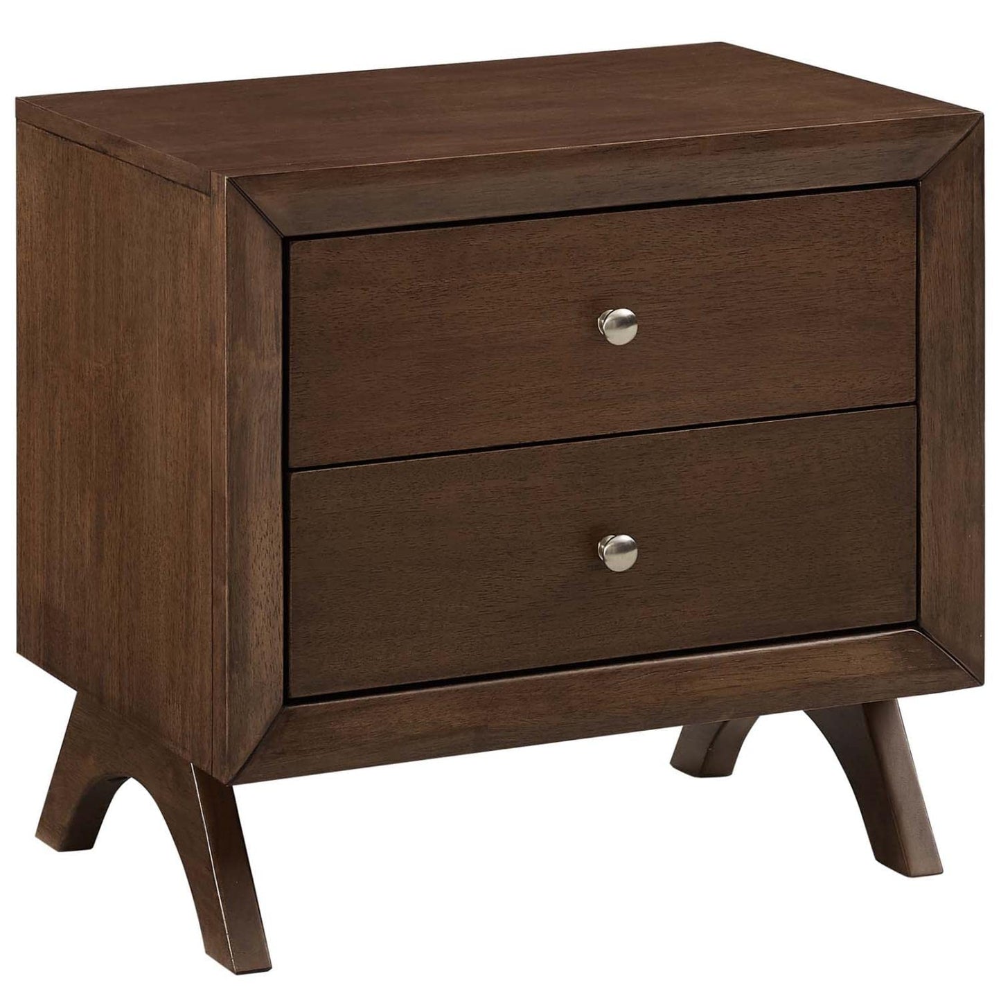 TABLE | CasaFoyer Providence Retro Style Nightstand or End Table | Solid Wood Construction | Mid-Century Design | 2 Drawers for Ample Storage | Walnut Finish | casafoyer.myshopify.com