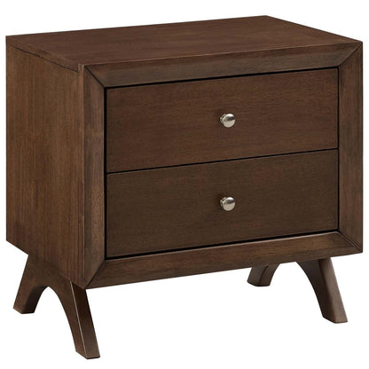 TABLE | CasaFoyer Providence Retro Style Nightstand or End Table | Solid Wood Construction | Mid-Century Design | 2 Drawers for Ample Storage | Walnut Finish | casafoyer.myshopify.com