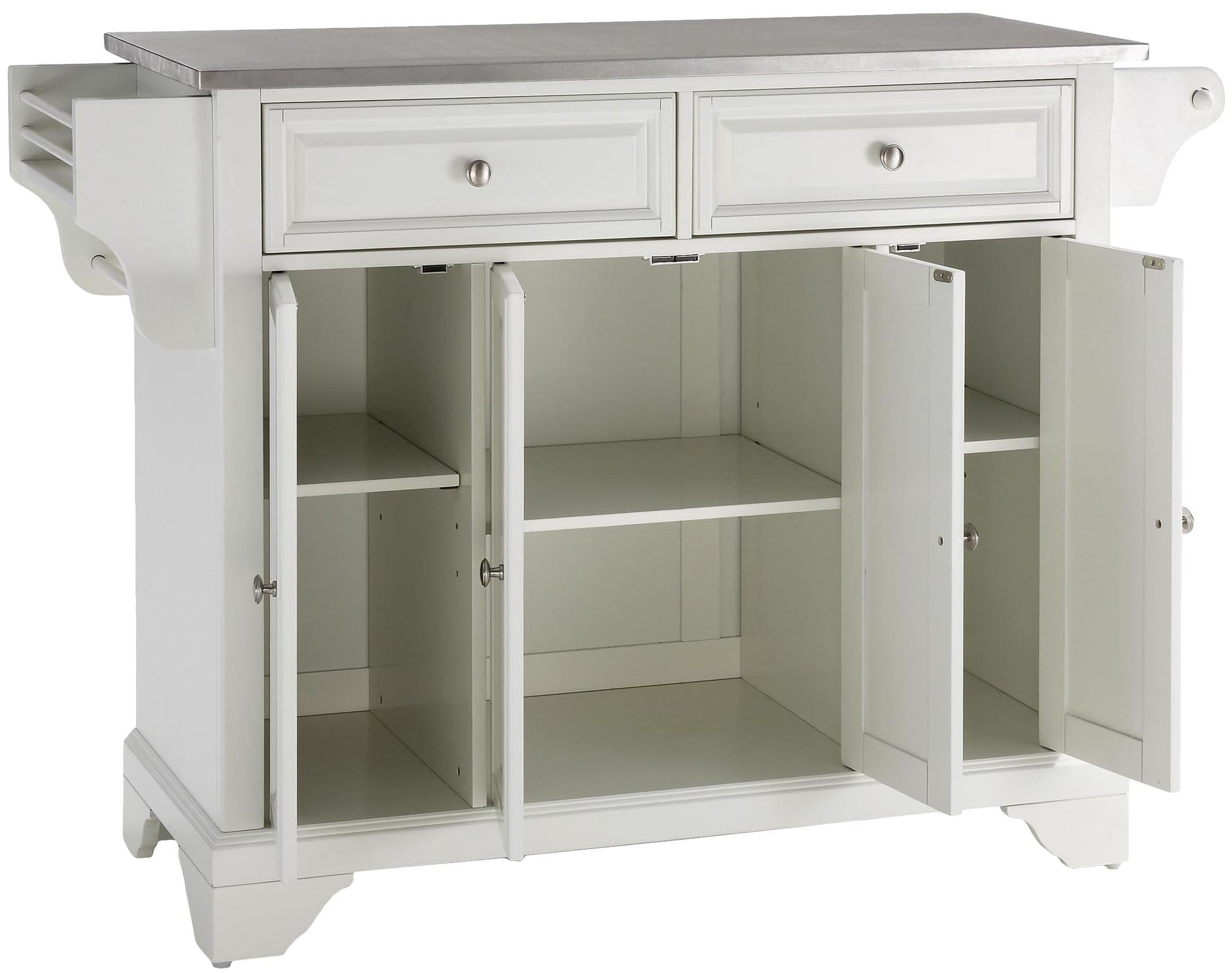 Kitchen Storage | Durable Solid Hardwood Kitchen Island | Raised Panel Doors | Ample Storage Space | Elegant & Functional | White Finish | casafoyer.myshopify.com