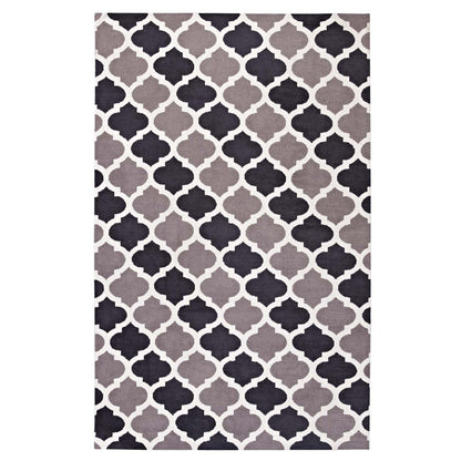 Carpet & Rugs | CasaFoyer Lida Moroccan Trellis Area Rug | Elegant Quatrefoil Pattern | Soft Polyester Microfiber | Durable Jute Bottom | Stain-Resistant | Easy to Clean | 5x8 Charcoal & Black | casafoyer.myshopify.com