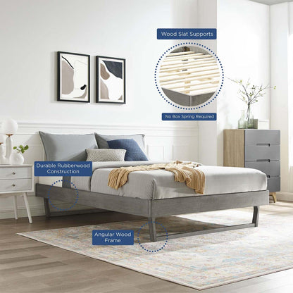 bed frames | CasaFoyer Billie Full Platform Bed Frame | Contemporary Style | Mid-Century Design | Interchangeable Headboards | Durable Wood Construction | No Box Spring Needed | Easy Assembly | Gray | casafoyer.myshopify.com