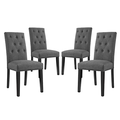 home office desk chairs | CasaFoyer Confer Button Tufted Fabric Upholstered Dining Side Chair Set | Vintage Glamour | Comfortable & Durable | Set of 4 | casafoyer.myshopify.com