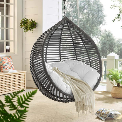 porch swings | Ergode Garner Teardrop Outdoor Patio Swing Chair | Durable PE Wicker Rattan | Adjustable Steel Chain | All-Weather Cushion | Indoor/Outdoor Use | 265 lbs Weight Capacity | casafoyer.myshopify.com