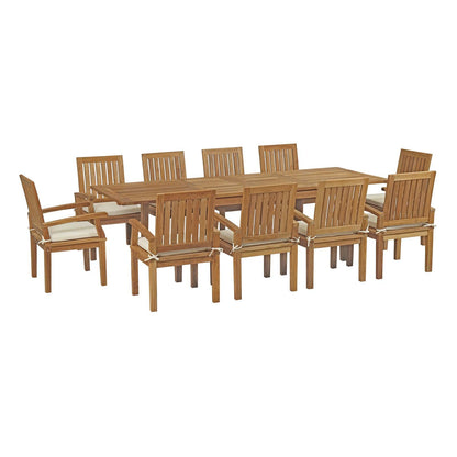 kitchen and dining room sets | CasaFoyer Premium Teak Wood Outdoor Set | Marina Collection | 11 Piece Dining Set | Table & Armchairs | All-Weather Cushions | Durable & Stylish | Assembly Required | casafoyer.myshopify.com