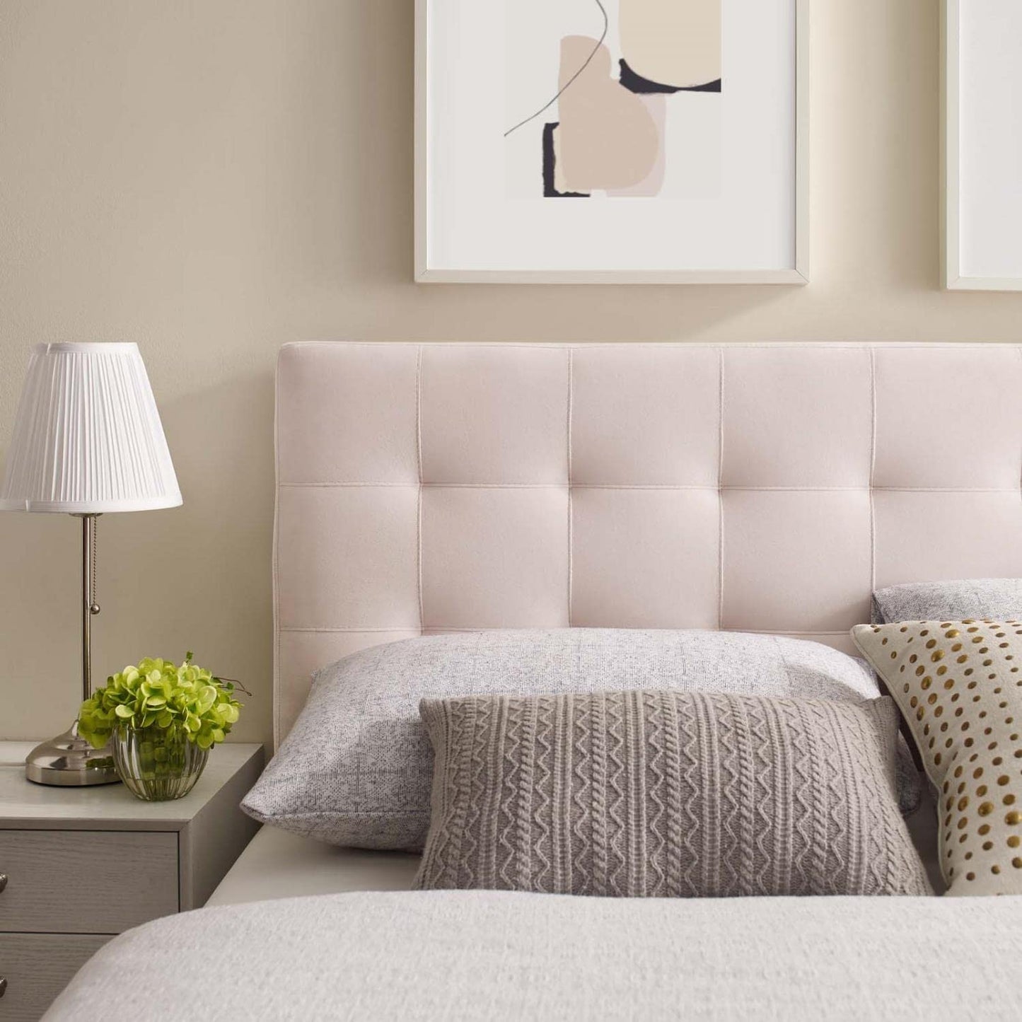 headboards | CasaFoyer Lily Queen Biscuit Tufted Performance Velvet Headboard | Elegant & Luxurious | Stain-Resistant | Height-Adjustable | Perfect for Master Bedroom or Guest Suite (Pink) | casafoyer.myshopify.com