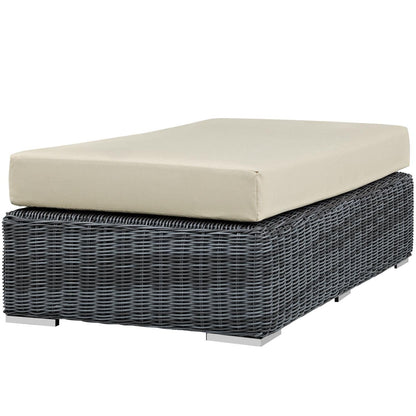 ottomans | CasaFoyer Summon Outdoor Patio Rectangle Ottoman | Two-Tone Rattan | Sunbrella Cushions | Aluminum Frame | Ideal for Patio, Backyard, Poolside | casafoyer.myshopify.com