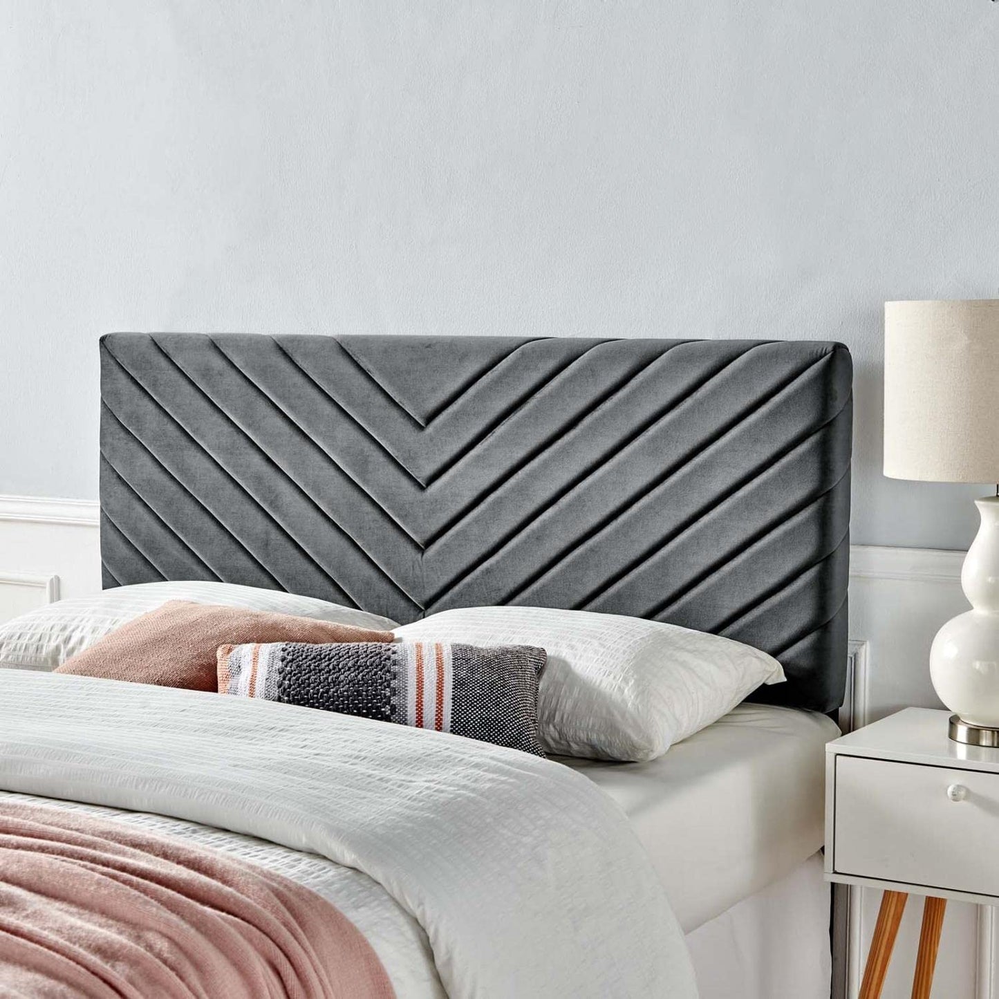 headboards | CasaFoyer Alyson Twin Angular Channel Tufted Performance Velvet Upholstered Headboard | Luxurious & Durable | Perfect for Guest, Teen & Kid Bedrooms | Adjustable Height | Includes 1 Headboard | casafoyer.myshopify.com