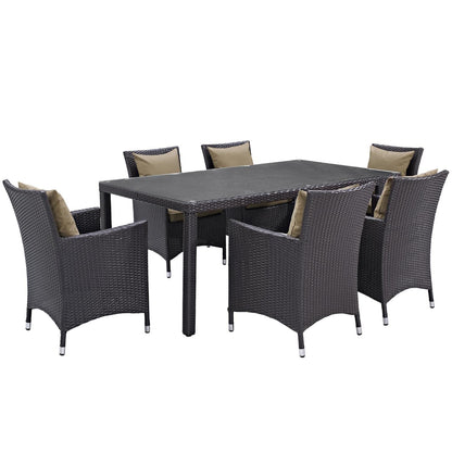 kitchen and dining room sets | CasaFoyer Convene Outdoor Sectional Series | Weather-Resistant Patio Dining Set | 6 Armchairs & Dining Table | Durable Rattan Weave & Aluminum Frame | casafoyer.myshopify.com