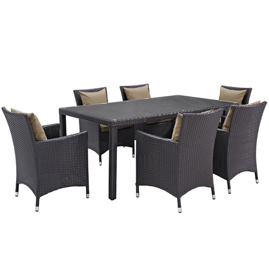 kitchen and dining room sets | CasaFoyer Convene Outdoor Sectional Series | Weather-Resistant Patio Dining Set | 6 Armchairs & Dining Table | Durable Rattan Weave & Aluminum Frame | casafoyer.myshopify.com