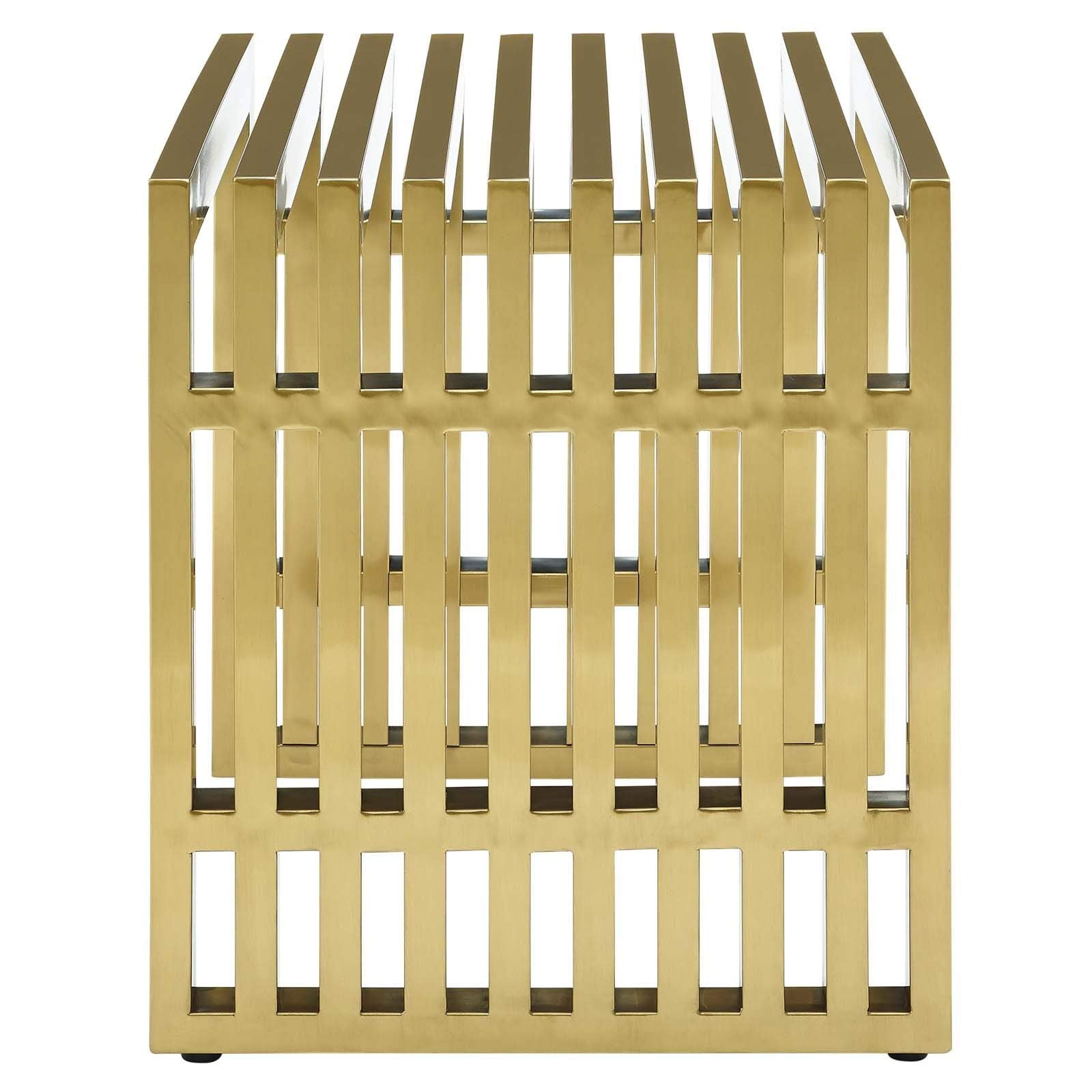 coffee tables | Ergode Gridiron Tubular Stainless Steel Bench | Sleek Gold-Colored Design | Transcending Boundaries | Perfect for Reception, Living, and Lounge Areas | Fully Assembled | casafoyer.myshopify.com