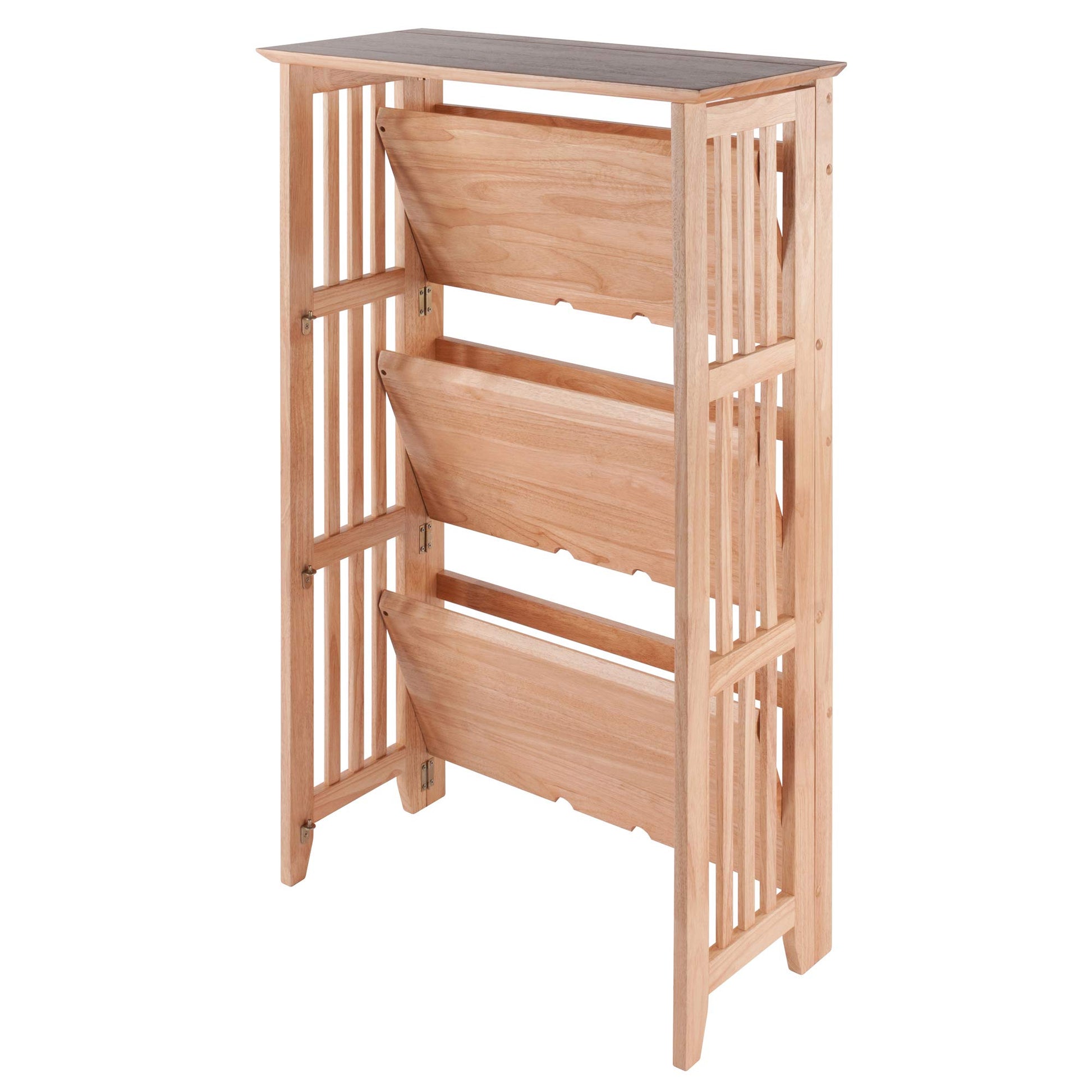 SHELF | Ergode Mission Foldable Shelf | Space-saving Storage Unit | 4 Shelves | 26W x 12.3D x 42H | Supports up to 50 lbs | Natural Finish | casafoyer.myshopify.com