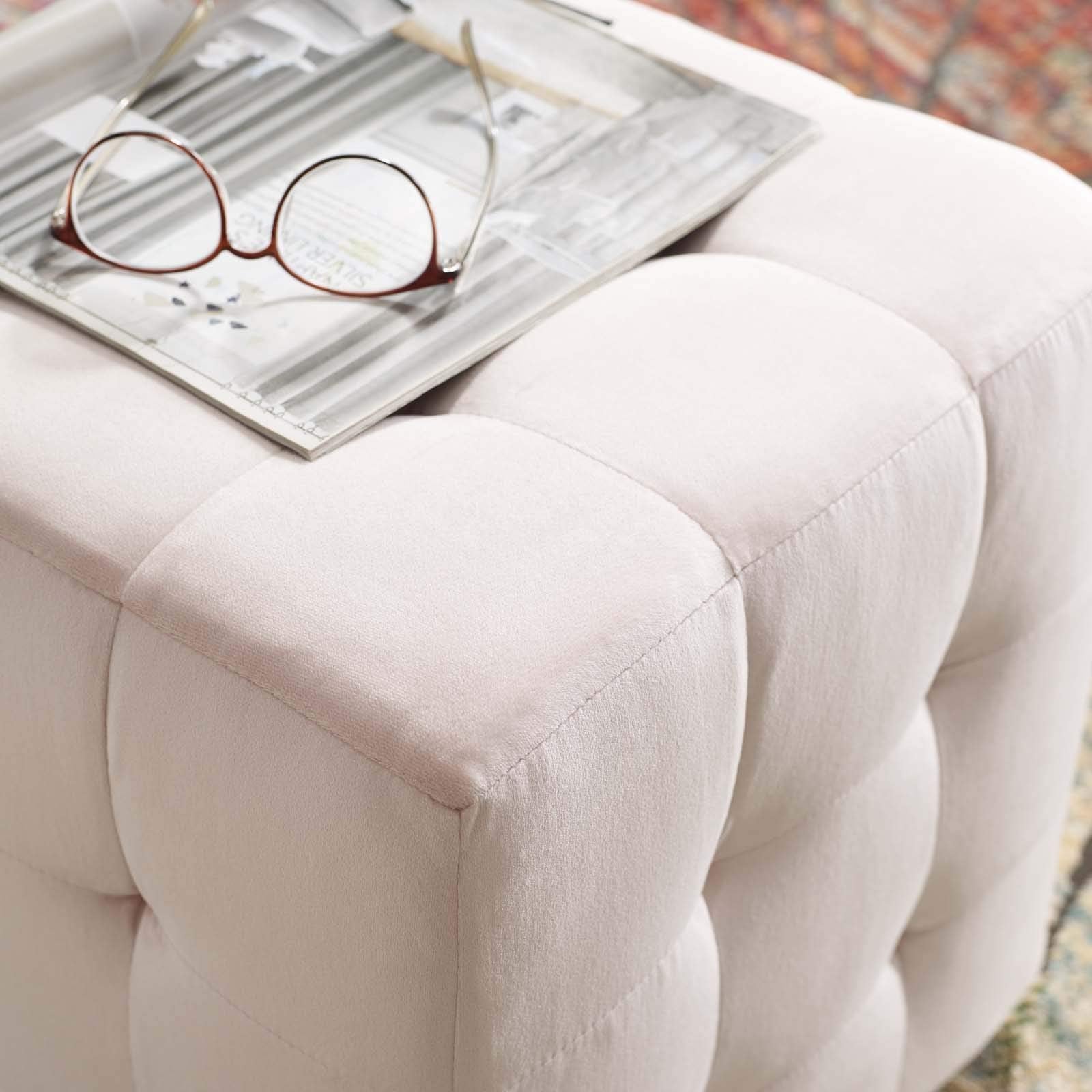 ottomans | CasaFoyer Contour Performance Velvet Ottoman | Button Tufted Cube Design | Stain-Resistant Fabric | Sturdy Frame | 441lb Capacity | Fully Assembled | casafoyer.myshopify.com