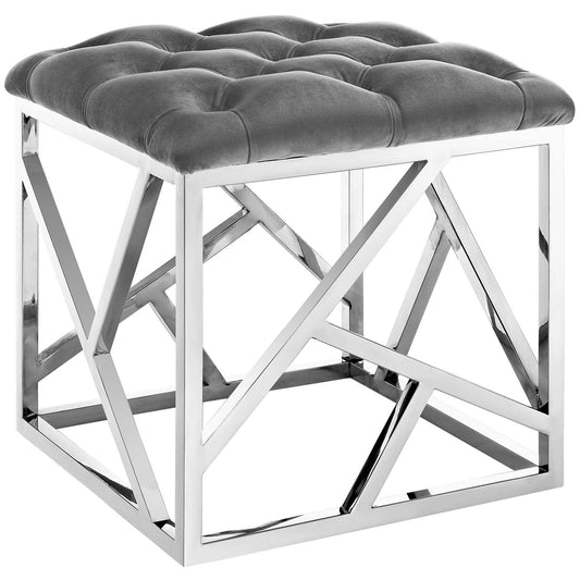 ottomans | CasaFoyer Intersperse Ottoman | Sleek Stainless Steel Base | Tufted Velvet Top | Non-Marking Footpads | 331 lbs Weight Capacity | Contemporary Design | casafoyer.myshopify.com