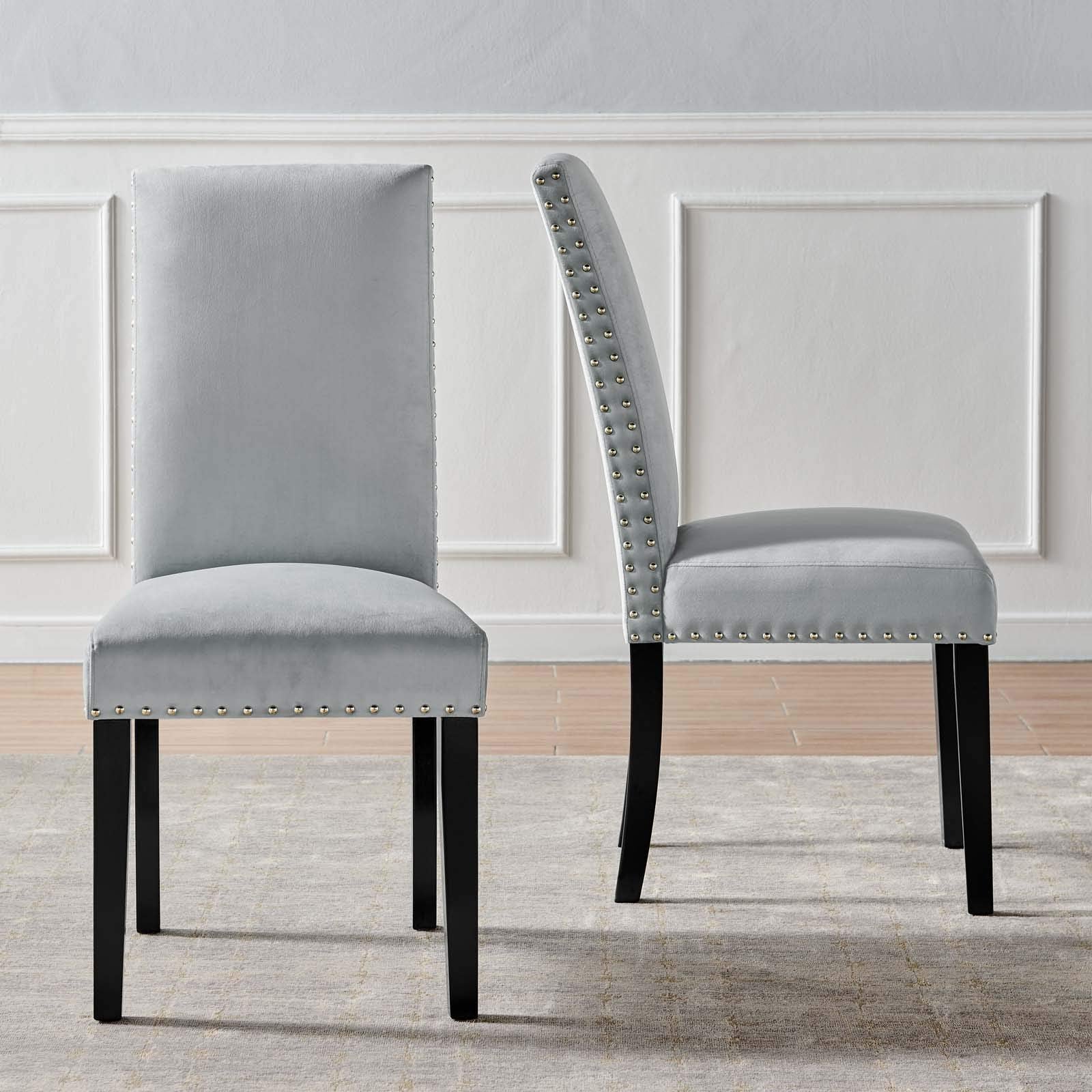 home office desk chairs | CasaFoyer Parcel Upholstered Performance Velvet Dining Side Chairs | Vintage Modern Design | Stain-Resistant | Nailhead Trim | Dense Foam Padding | Solid Rubberwood Legs | 285 lbs Weight Capacity | Easy Assembly | casafoyer.myshopify.com