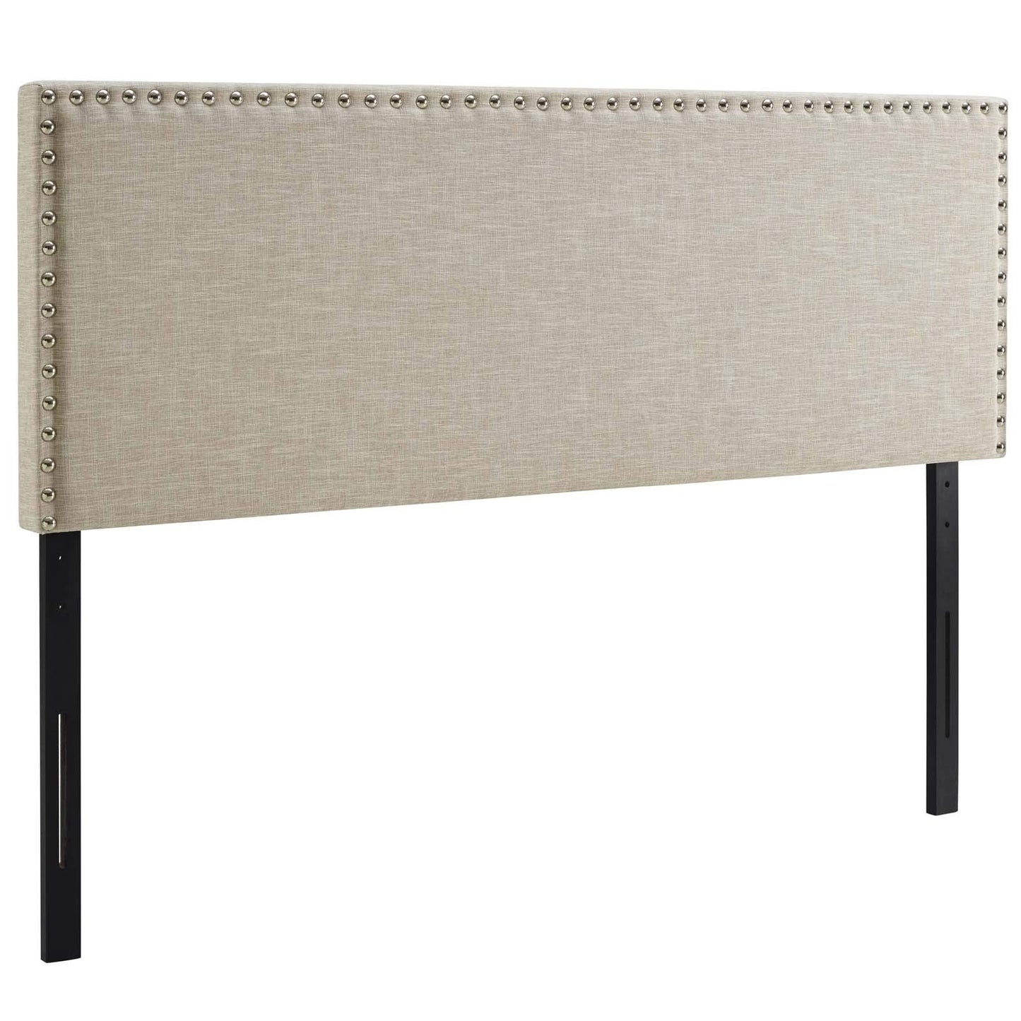 headboards | CasaFoyer  Phoebe Fabric Upholstered Queen Headboard | Stylish Design | Solid Wood Frame | Adjustable Legs | Soft Linen Upholstery | Silver Nail Button Trim | casafoyer.myshopify.com
