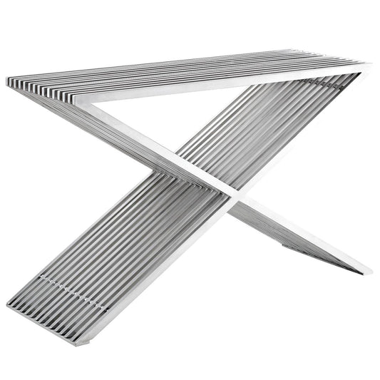 sofa tables | Ergode Press Console Table | Brushed Aluminum Segments | Minimalist Design | Versatile | Contemporary Living | Entrance | Lounge Area | Standout Piece | Fully Charged | Compatible with Any Decor | Set of 1 | casafoyer.myshopify.com
