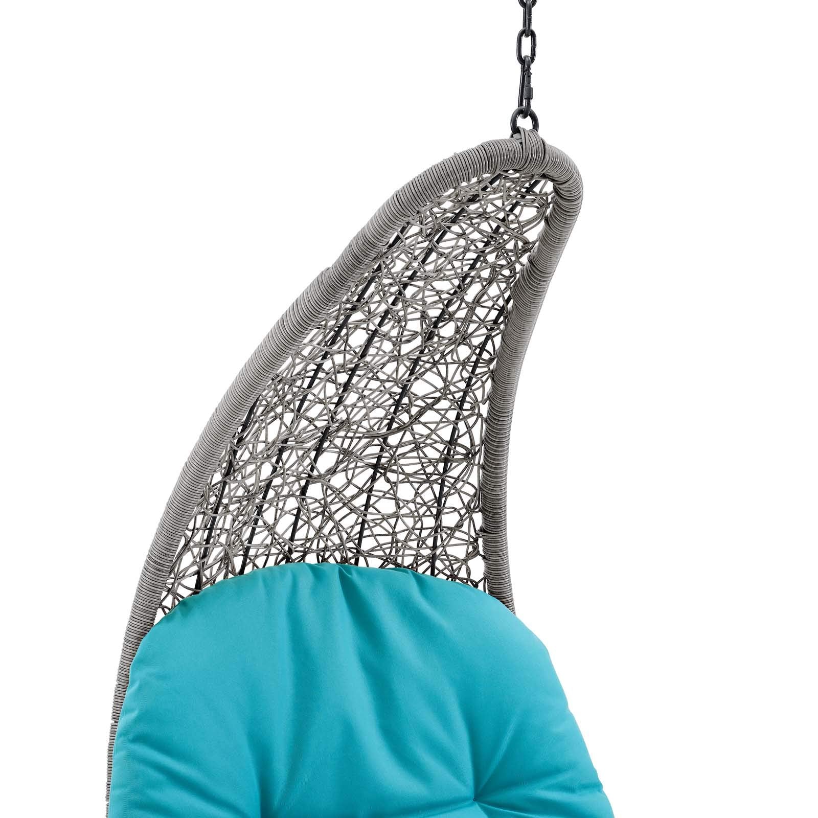 executive chairs | CasaFoyer Landscape Outdoor Patio Hanging Chaise Lounge Swing Chair | Light Gray/Tan Synthetic Rattan | All-Weather Polyester Cushion | Sturdy Metal Hanging Chain | 264 lbs Capacity | casafoyer.myshopify.com