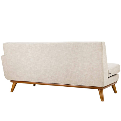 sofas | Engage Right-Arm Loveseat | Plush Cushions | Beige Upholstered Fabric | Tufted Buttons | Sturdy Rubberwood Frame | Perfect for Relaxation & Conversations | casafoyer.myshopify.com