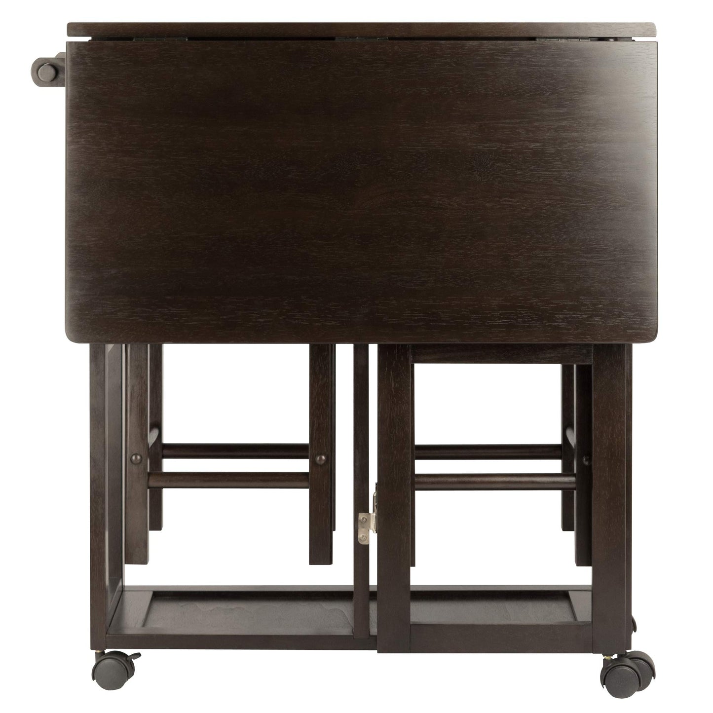 Dining Table | CasaFoyer Wood Suzanne Collection 3-Piece Space Saver Set - Coffee Finish | Drop Leaf Dining Table for Two | Hideaway Stools | Easy Assembly | Small Spaces | casafoyer.myshopify.com