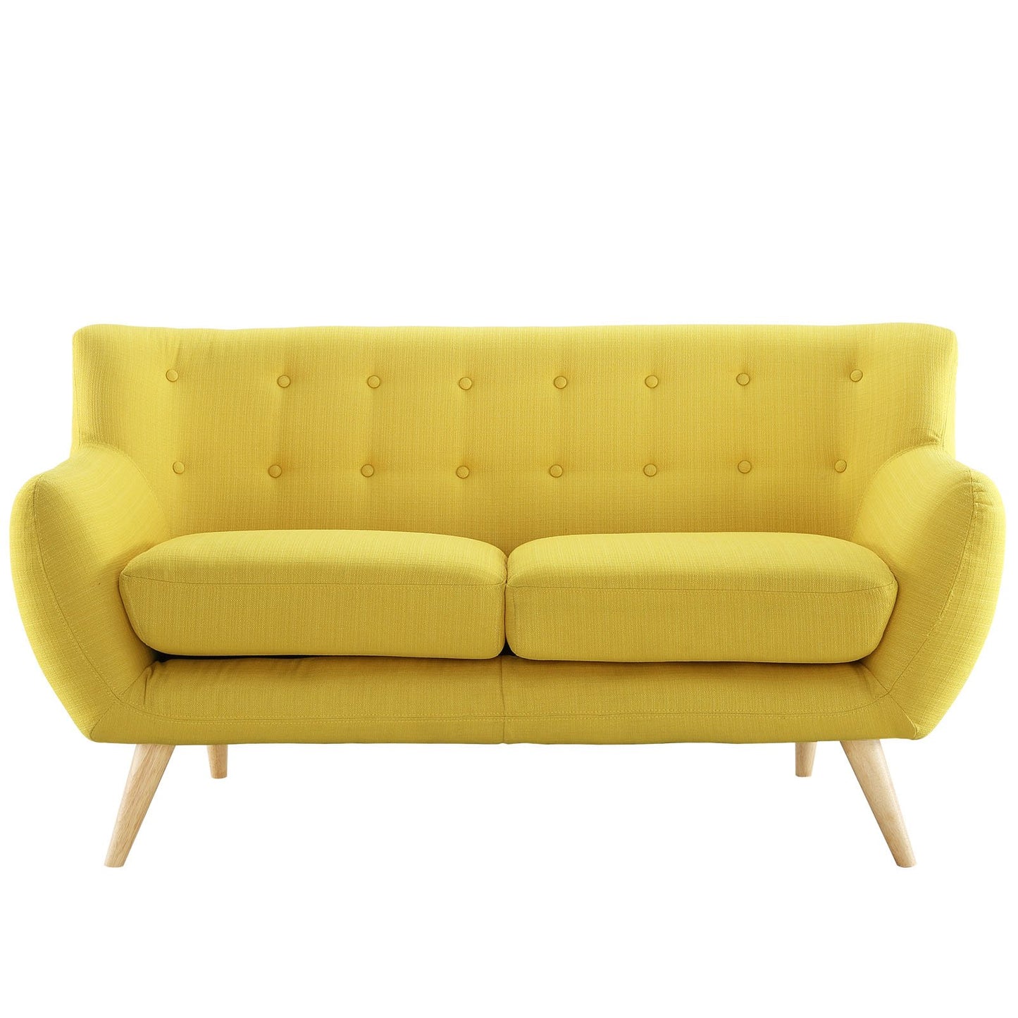 Sofa & chair Sets | Remark Loveseat | Plush, Stylish & Comfortable | Mid-Century Aesthetics | Natural Wood Legs | Polyester Upholstery | Finely Stitched Back Seat Buttons | Elevate Your Living Room | casafoyer.myshopify.com
