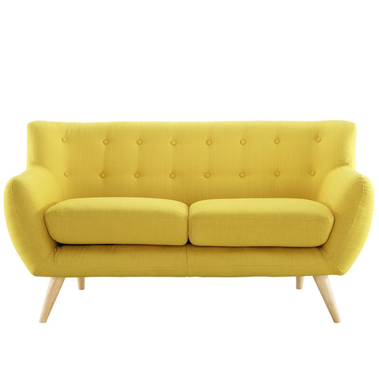 Sofa & chair Sets | Remark Loveseat | Plush, Stylish & Comfortable | Mid-Century Aesthetics | Natural Wood Legs | Polyester Upholstery | Finely Stitched Back Seat Buttons | Elevate Your Living Room | casafoyer.myshopify.com