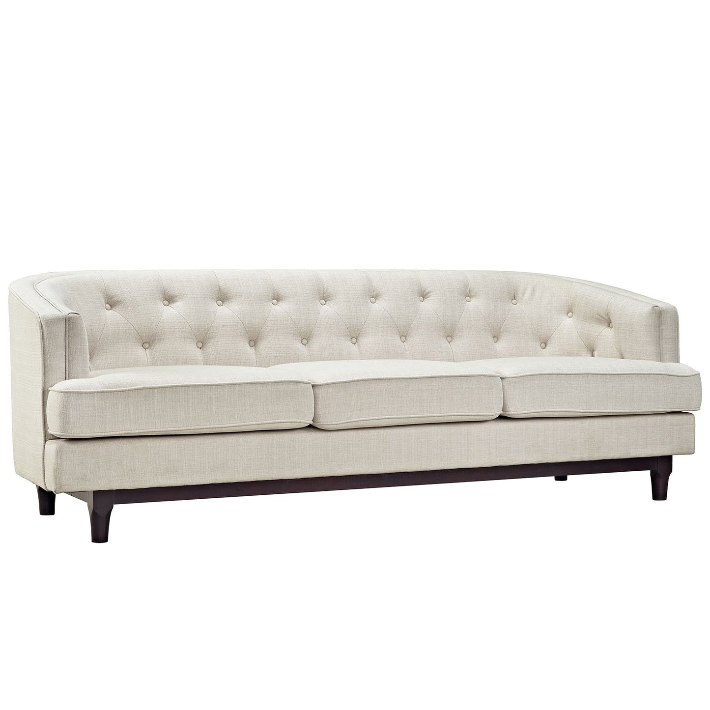 sofas | CasaFoyer Coast Sofa | Elegant, Stylish & Durable | Deep Button Tufting | Dense Foam Cushioning | Walnut Stained Wood Legs | Easy to Clean Polyester Upholstery | Perfect for Modern Living Rooms, Lounges & Reception Areas | Includes 1 Sofa | casafoyer.myshopify.com