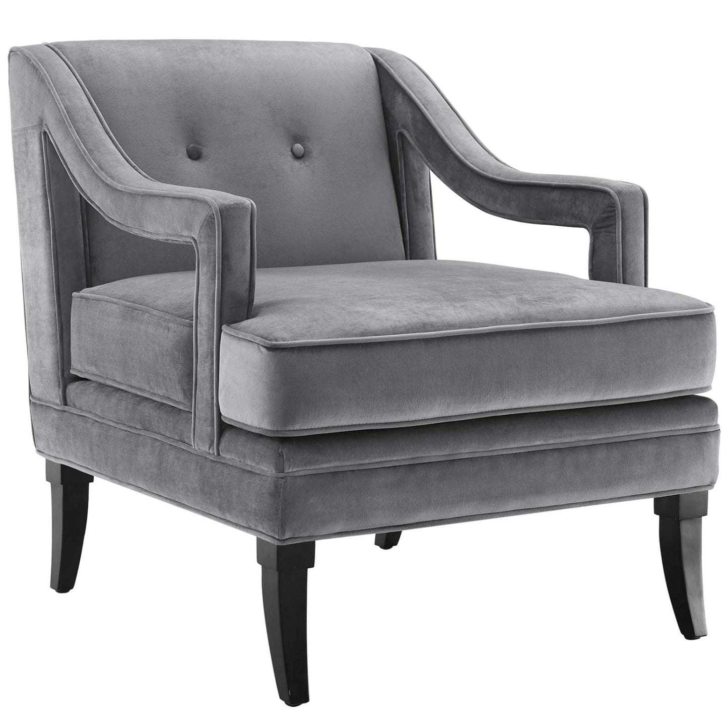 home office desk chairs | CasaFoyer Concur Performance Velvet Armchair | Sleek Design | Stain-Resistant | Plush Cushion | Machine Washable Cover | Solid Birch Legs | Modern & Mid-Century Decor | Gray | casafoyer.myshopify.com